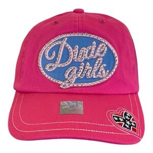 Y2K Rhinestone Dixie Girls Pink Blue Adjustable Baseball Cap Hat